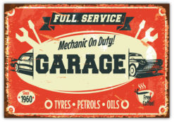 Retro Bil Service Skylt