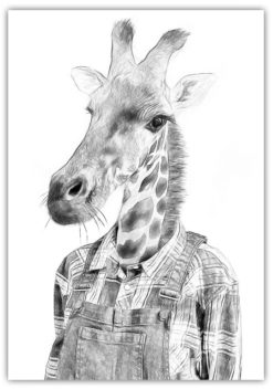 Poster Giraff med kläder