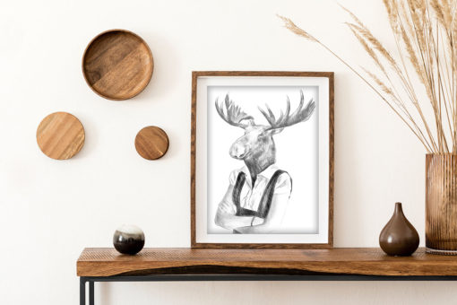 Poster Älg med kläder - Bild 3