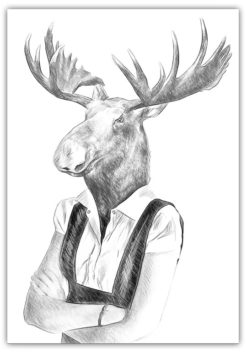 Poster Älg med kläder