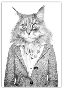 Poster Katt med kläder
