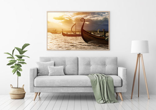 Viking båtar i solnedgång poster - Bild 3