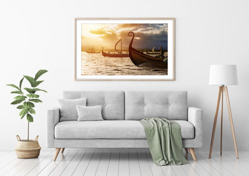 Viking båtar i solnedgång poster - Bild 4