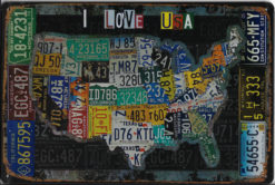 Plåtskylt I LOVE USA 20x30cm