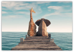 Elefant och Giraff på bryggan