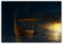 Viking båt i mörker poster