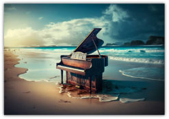 Piano på stranden poster