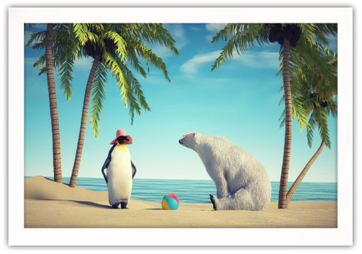 Isbjörn och Pingvin på stranden Poster - Bild 2