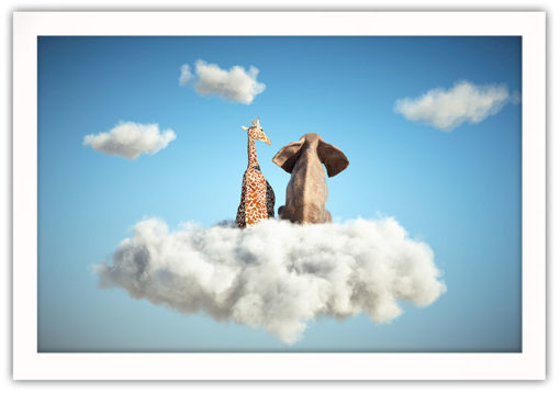 Giraff och elefant på molnet poster - Bild 2