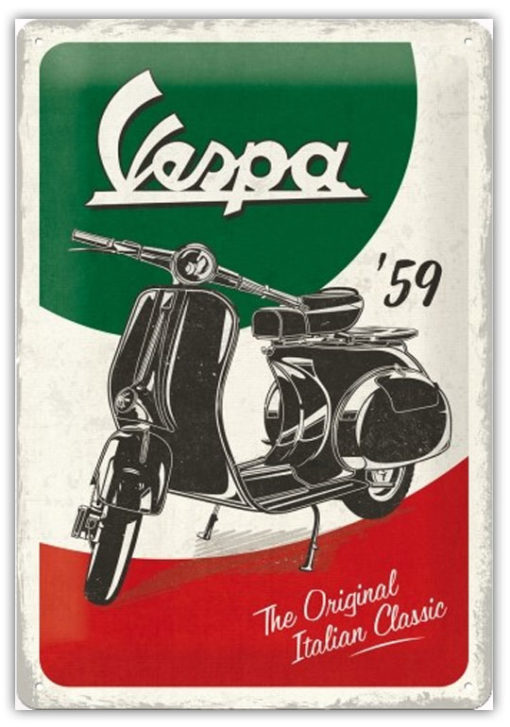 Plåtskylt Vespa - The Italian Classic 20x30