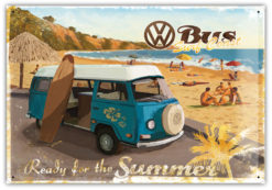 Plåtskylt - Volkswagen, Bus surf coast (40x30)