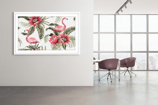 Tropical Vintage pink Flamingos & Hibiskus Poster - Bild 2