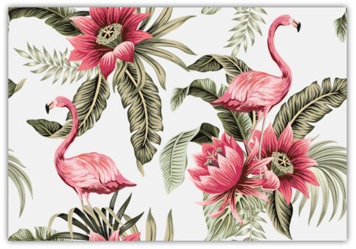 Tropical Vintage pink Flamingos & Hibiskus Poster - Bild 3