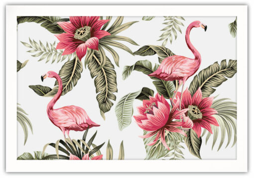 Tropical Vintage pink Flamingos & Hibiskus Poster - Bild 4