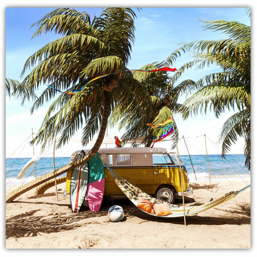 VW Van på stranden Poster