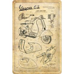 Plåtskylt Vespa - Part Sketches Vespa 20x30