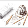 Illustration av arkitekt verktyg Poster