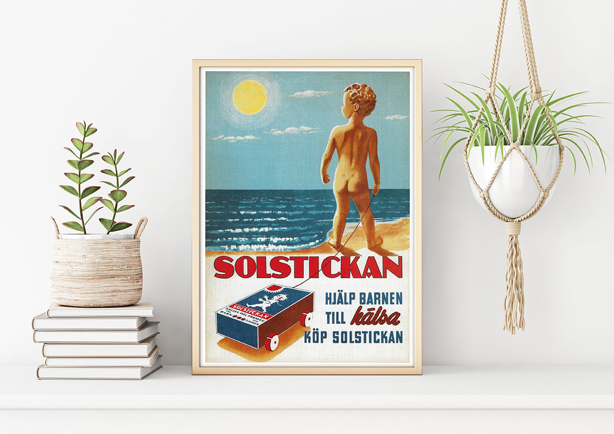 Nostalgiskt retro Solstickan 30x40cm