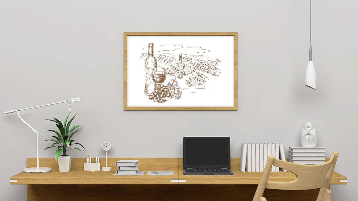 Vingårds landskap illustration poster
