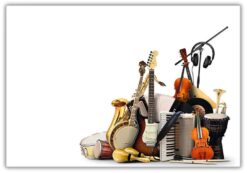Kollage av musikinstruments