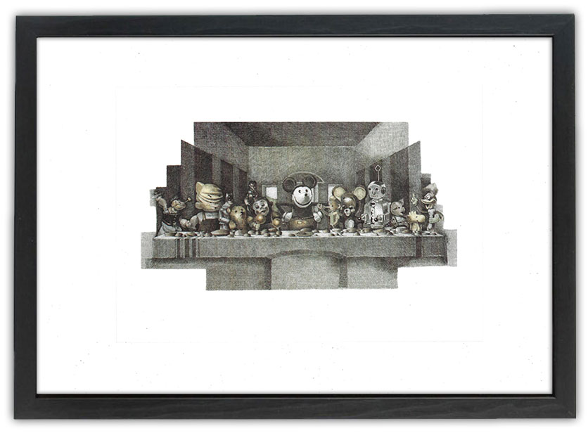 Lasse Åberg - Musses sista måltid 21X30 med ram