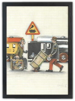 Lasse Åberg - PÅ STATIONEN 21X30 med ram