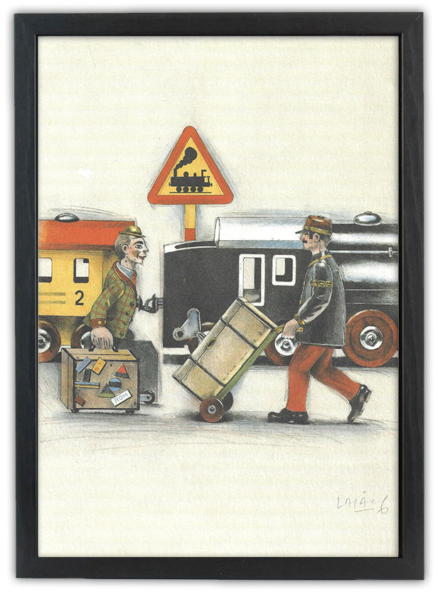 Lasse Åberg - PÅ STATIONEN 21X30 med ram