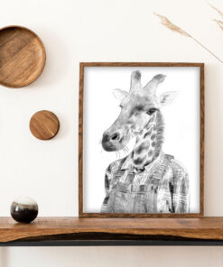 Alternative view of Poster Giraff med kläder