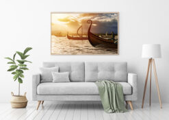 Viking båtar i solnedgång poster - Bild 3