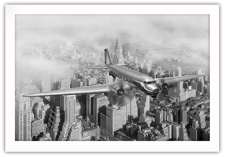 Vintage DC-3 över New York