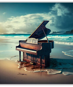 Piano på stranden poster