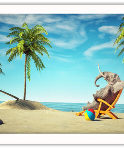 Alternative view of Nöjd elefant i solstol Poster