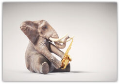 Elefant spelar saxofon Poster