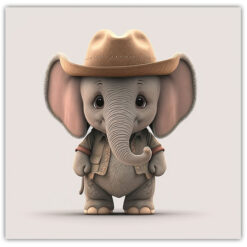 Elefant i Cowboy Hatt och väst