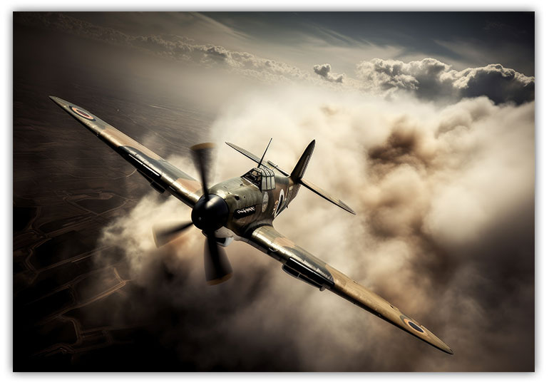 Spitfire plan bland molnen