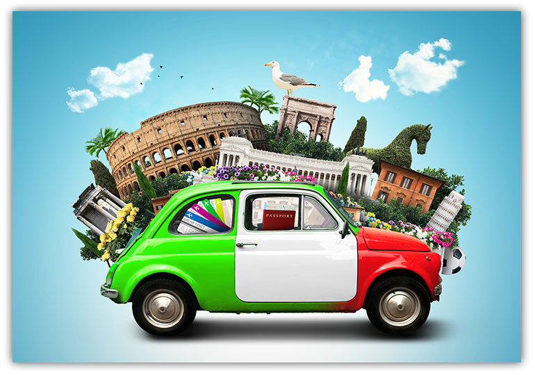 Italiano attraktion och Classic Italiano bil Poster
