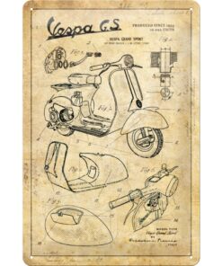 Plåtskylt Vespa - Part Sketches Vespa 20x30