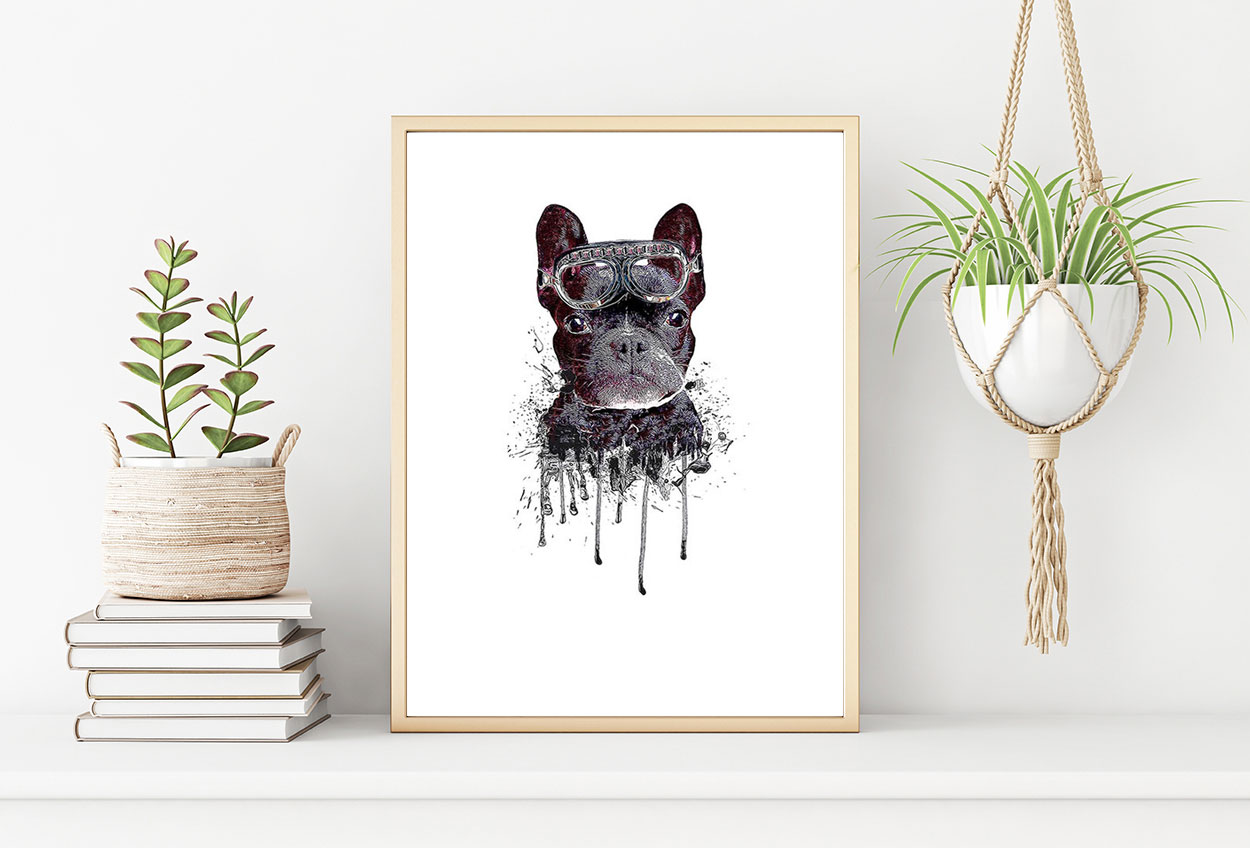 HUND MED GOGGLES poster 50x70cm
