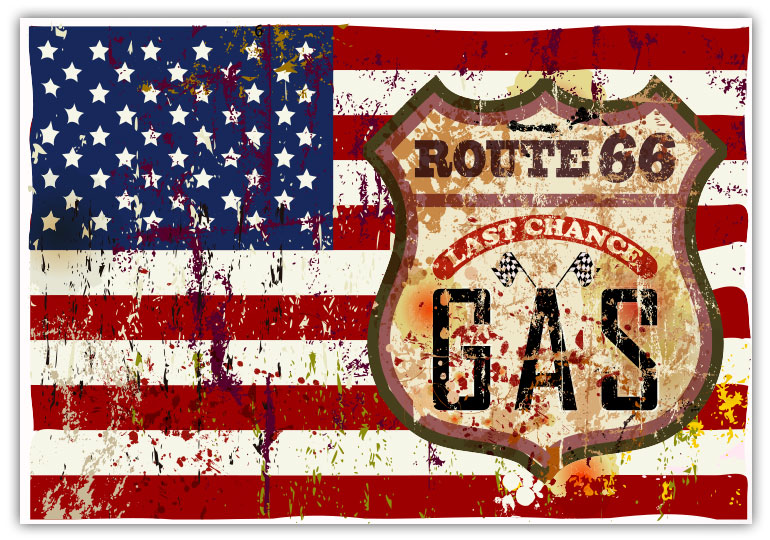 Vintage Route 66 gas station skylt poster