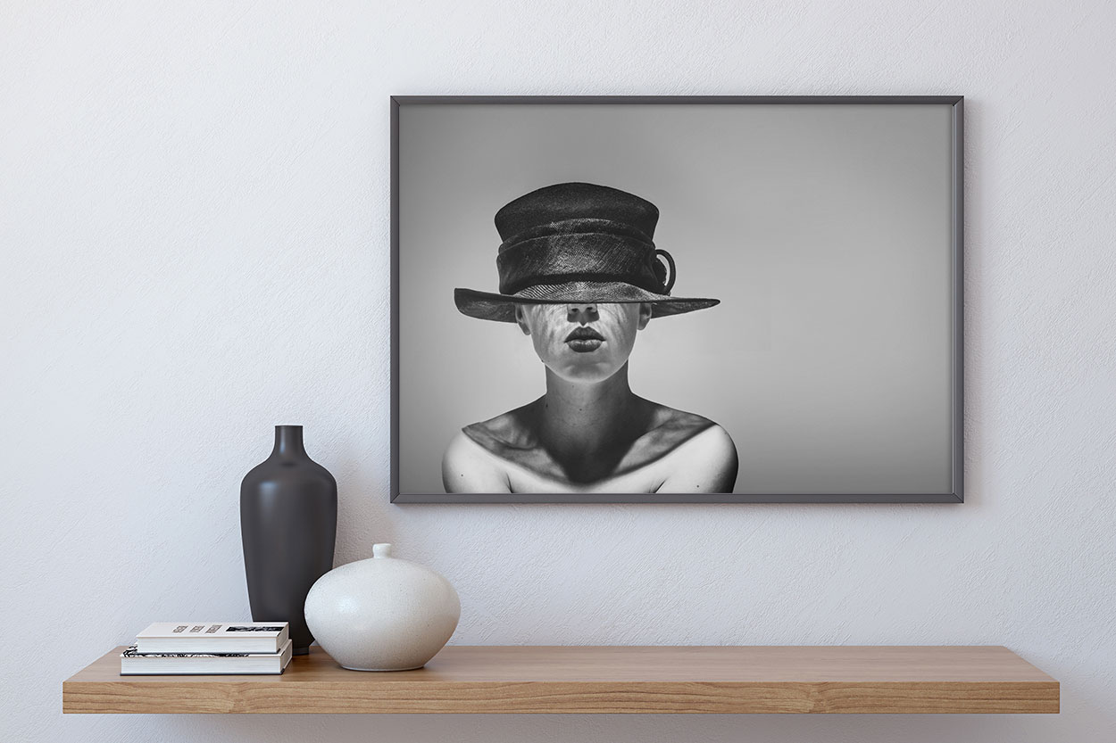 Lady with dark hat poster