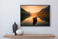 Tom båt med solnedgång i bakgrunden Poster - Bild 3