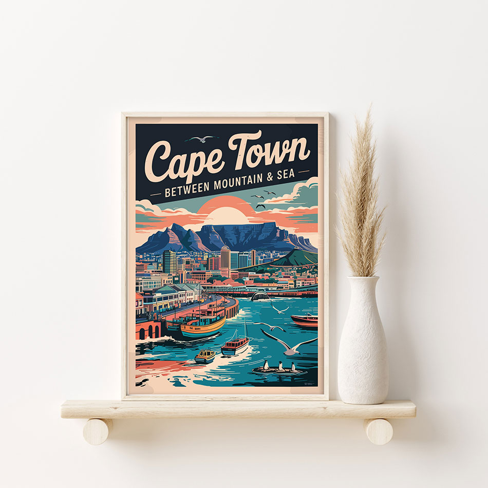 Cape Town resedestination i retro stil poster