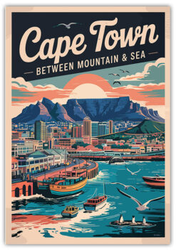 Cape Town resedestination i retro stil poster