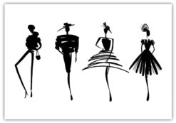 Fashion models siluett skiss poster