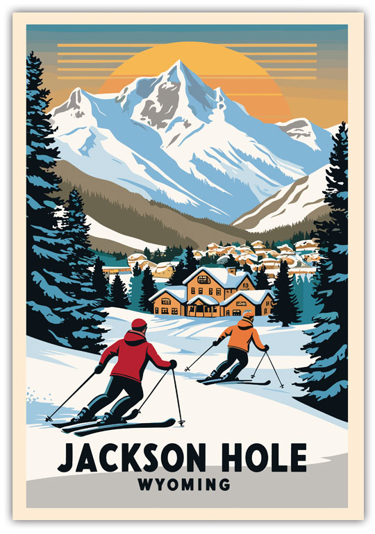 Jackson Hole resedestination i retro stil poster