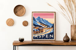 Alternative view of Aspen resedestination i retro stil poster