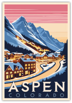 Aspen resedestination i retro stil poster