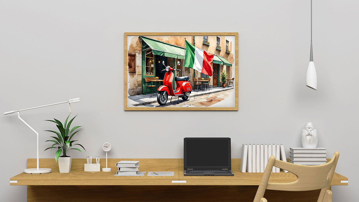 Classic röd scooter Poster