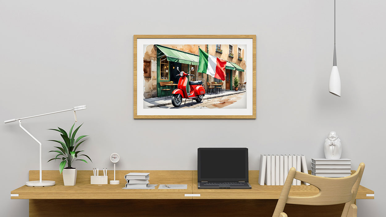 Classic röd scooter Poster - Bild 3