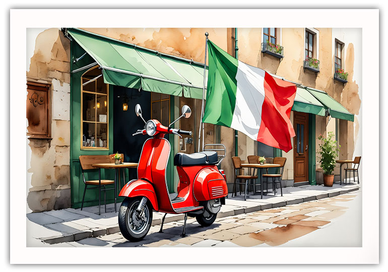 Classic röd scooter Poster - Bild 4
